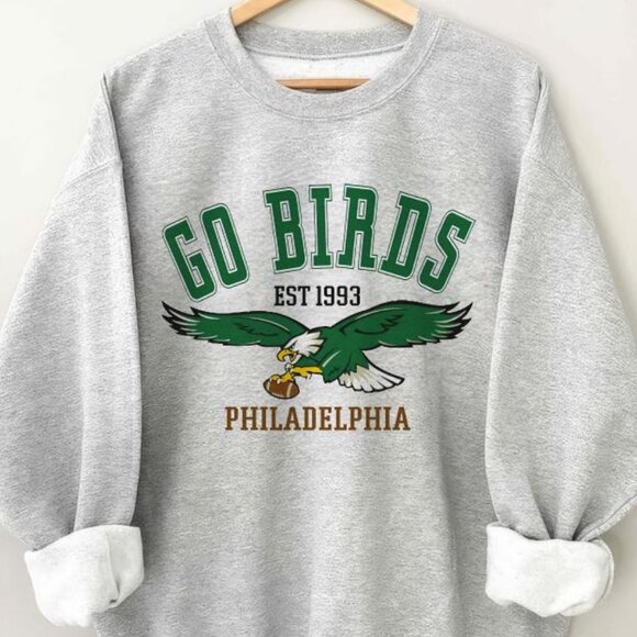 Vintage 90s Go Birds Philadelphia Eagles Sweatshirt, Philadelphia football shirt - Picture 2 of 4